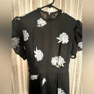 Black with blue flowers studded collar and sleeved sleeted dessert new!